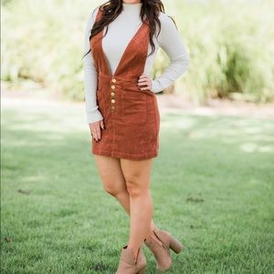 Overall Corduroy Dress-Rust